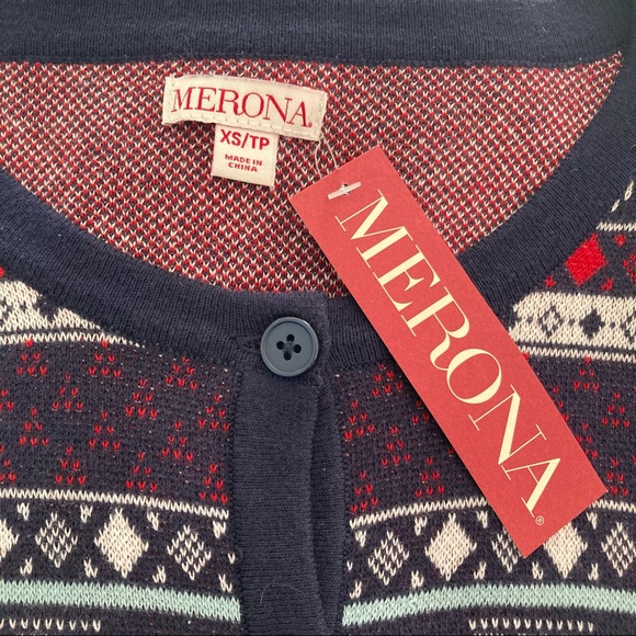 (XS) NWT Merona Button-Up Christmas Sweater - Picture 5 of 5